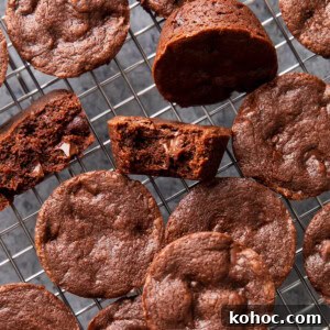 Chewy Fudgy Brownie Bites Recipe for Rich Chocolate Snacking 10 Moist and fudgy brownie bites cooling on a baking rack