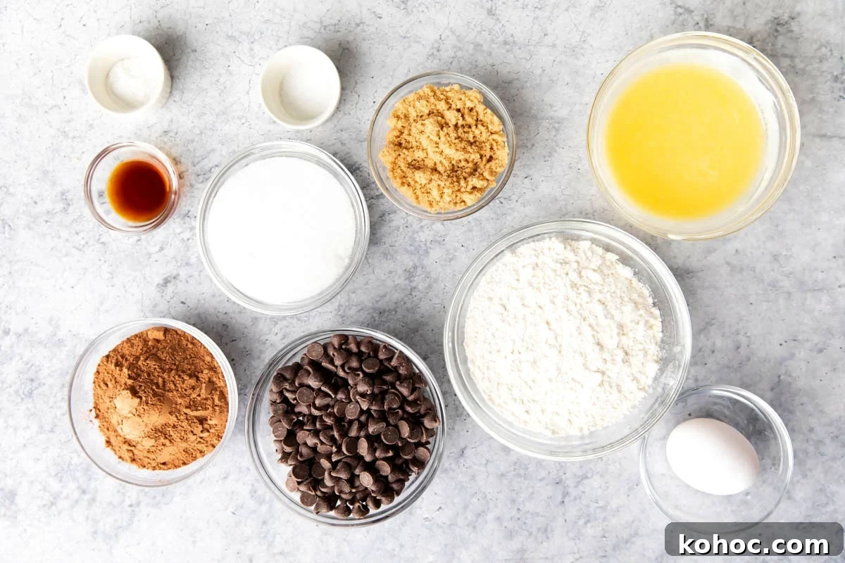 Chewy Fudgy Brownie Bites Recipe for Rich Chocolate Snacking 4 This fudgy brownie bites recipe is made with cocoa powder, flour, chocolate chips, brown sugar, cane sugar, salt, vanilla extract, eggs, butter, and baking powder.