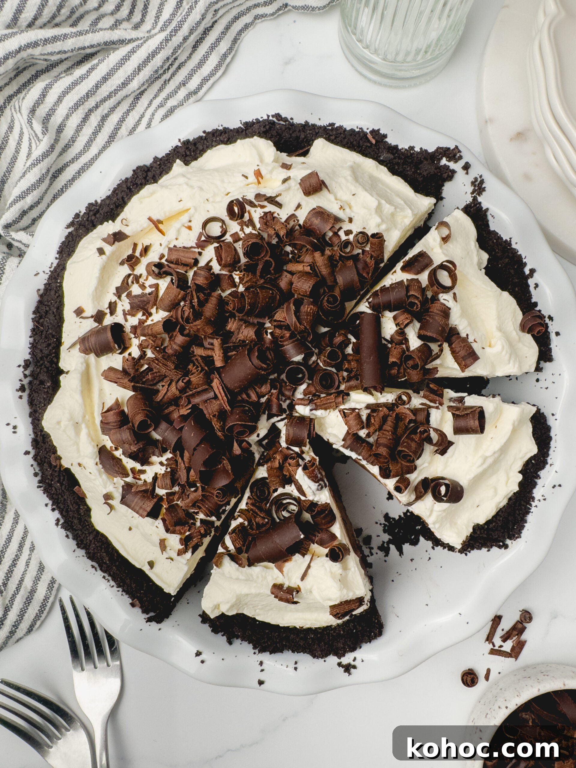 Decadent Chocolate Cream Pie Recipe with Silky Ganache Filling 3 Slice of chocolate cream pie