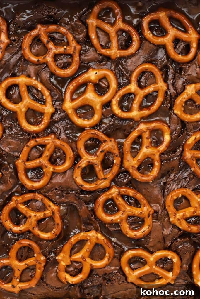 Homemade Caramel Sauce Recipe for Drizzling and Desserts 12 gluten-free caramel pretzel brownies before fresh from the oven