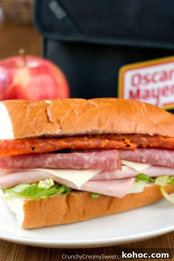 Italian Pepperoni Sandwich - great lunchbox sandwich idea! Loaded with deli sliced meat and cheese as well as shredded lettuce. Perfect to add to your lunch menu. Italian Pepperoni Sandwich - great lunchbox sandwich idea! Loaded with deli sliced meat and cheese as well as shredded lettuce. Perfect to add to your lunch menu.