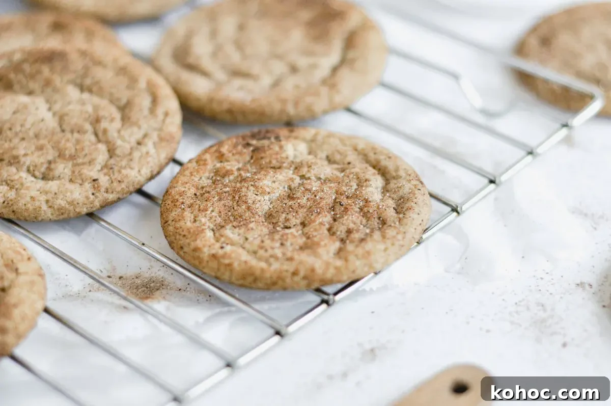 Gluten-Free Dairy-Free Snickerdoodle Cookies Recipe 3 Baked snickerdoodles on a tray