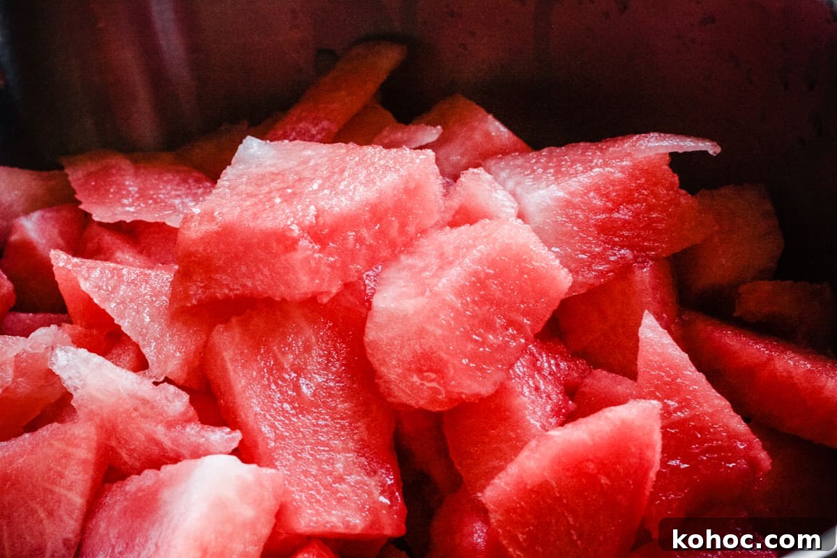 Watermelon Mint Granita Recipe — Refreshing Summer Dessert 4 Cubes of watermelon