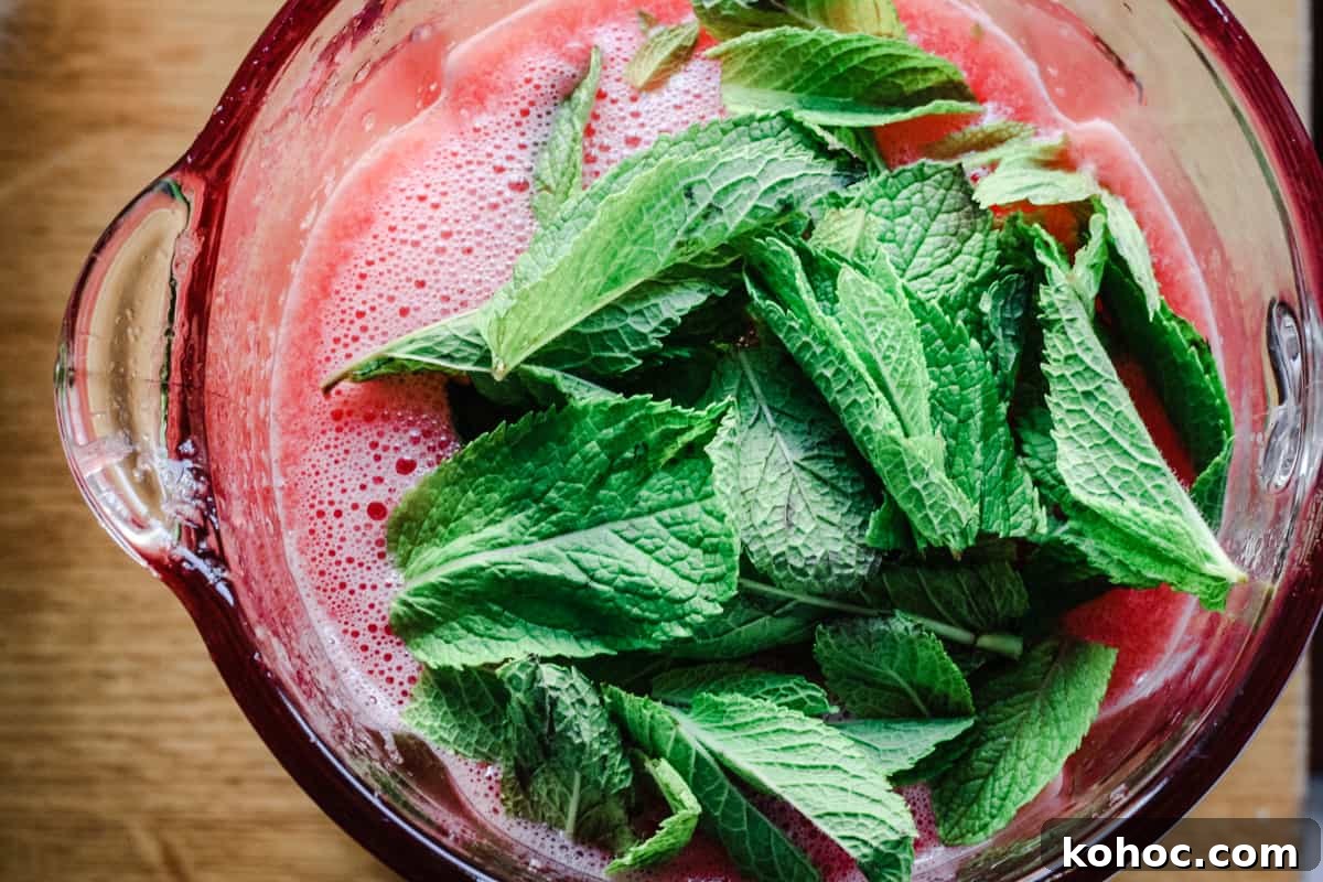 Watermelon Mint Granita Recipe — Refreshing Summer Dessert 5 Watermelon Mint Granita in the blender