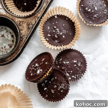completed Vegan Peanut Butter Cups on a white surface