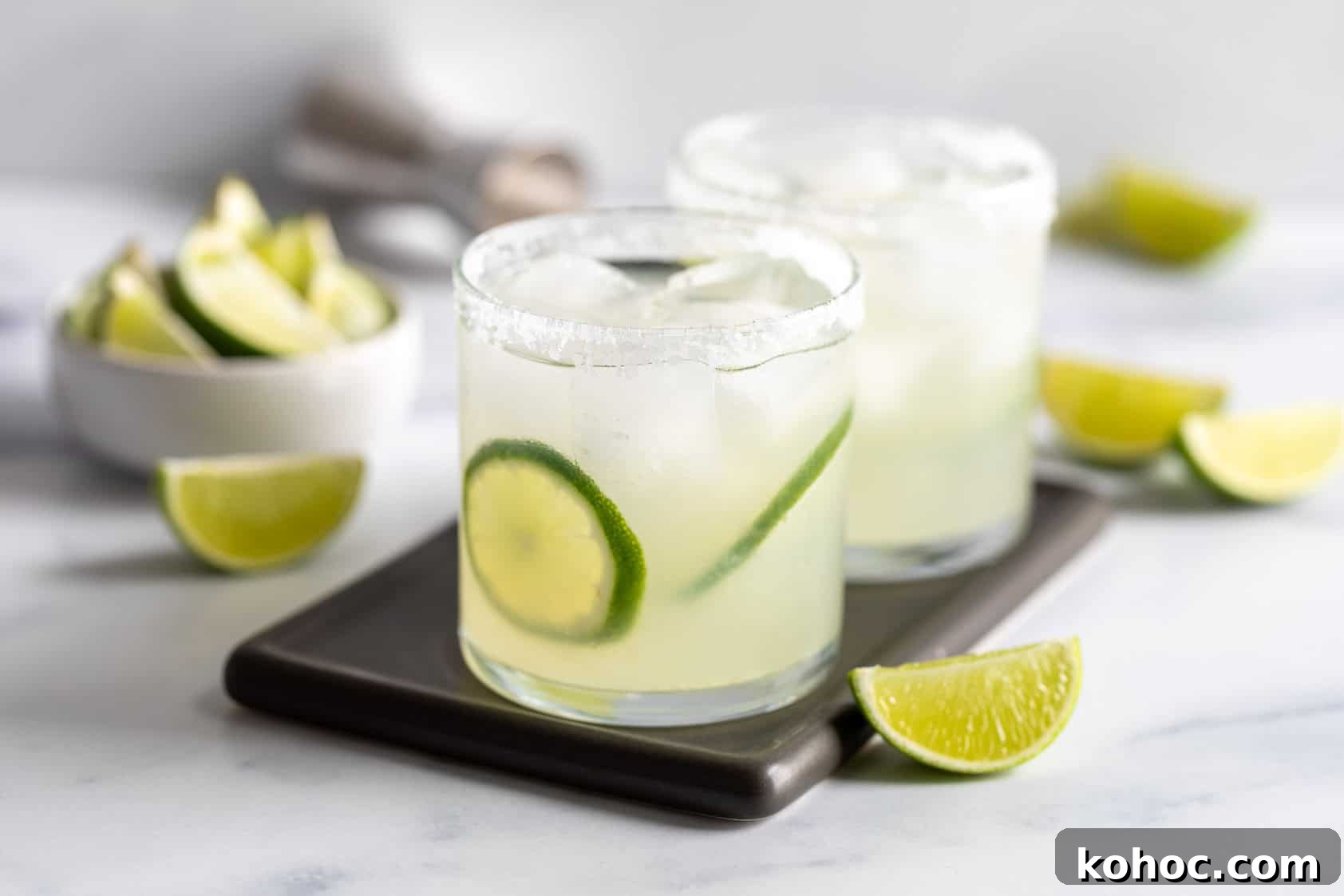 Margarita on the rocks with lime.