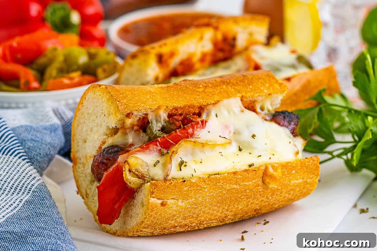 Italian sausage sandwiches with cheese.