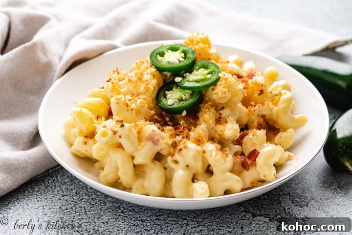 Bowl of spicy mac and cheese.