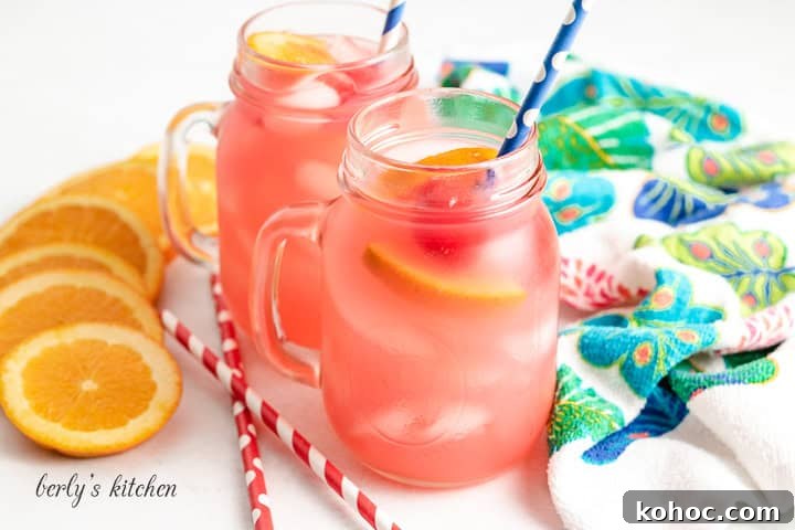 Glass mugs of vodka punch.