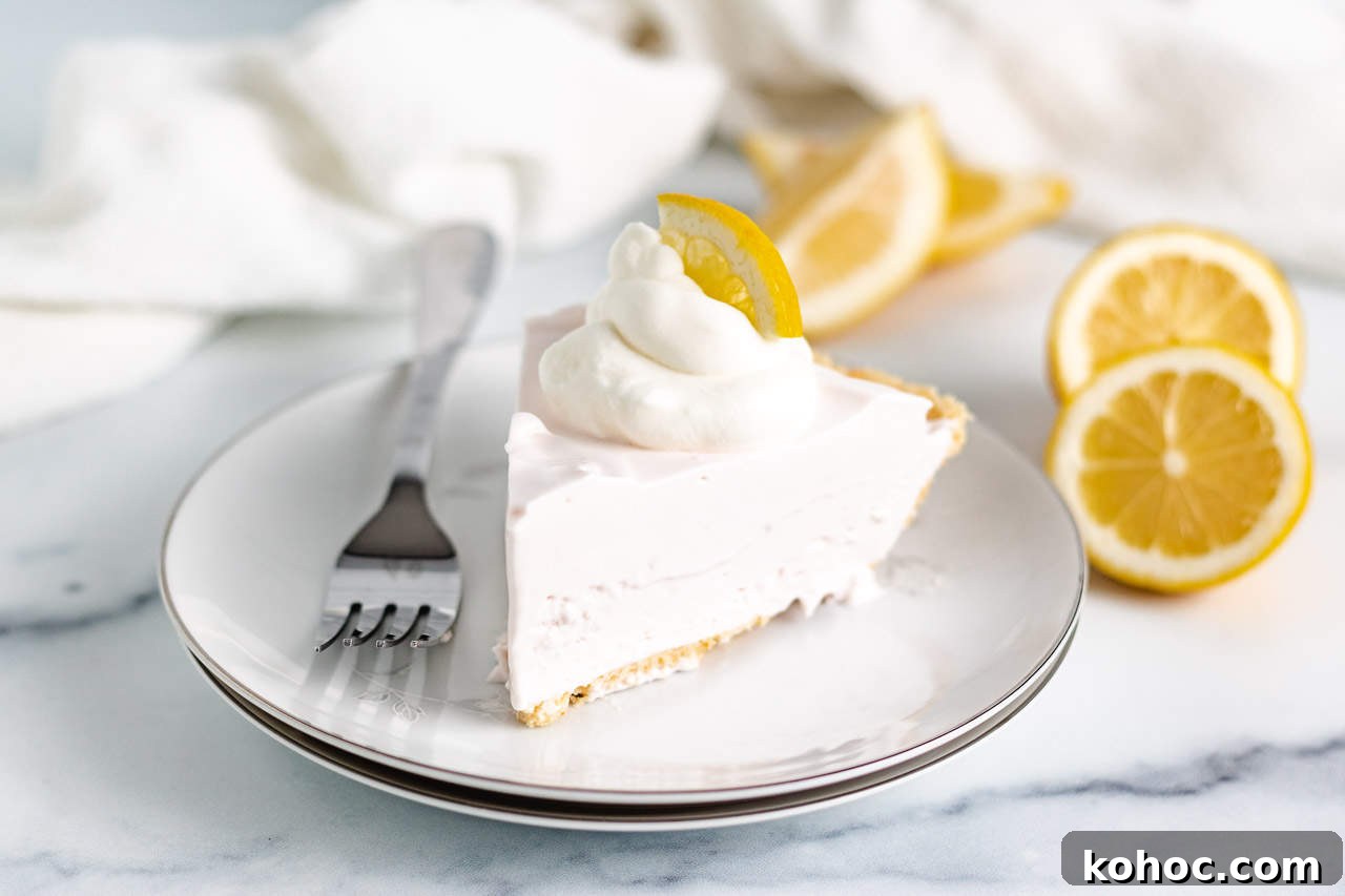 Slice of frozen pie on a plate.
