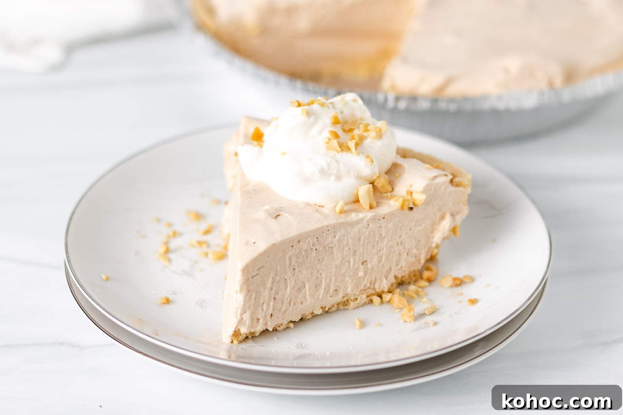 Frozen pie on a white plate.