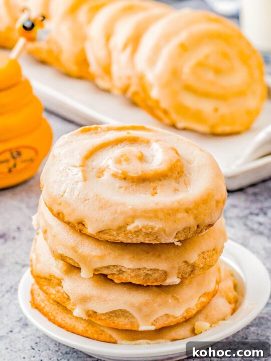 Honey Bun Cookies (Crumbl Cookies Copycat) - Soft and chewy with a warm buttery cinnamon flavor