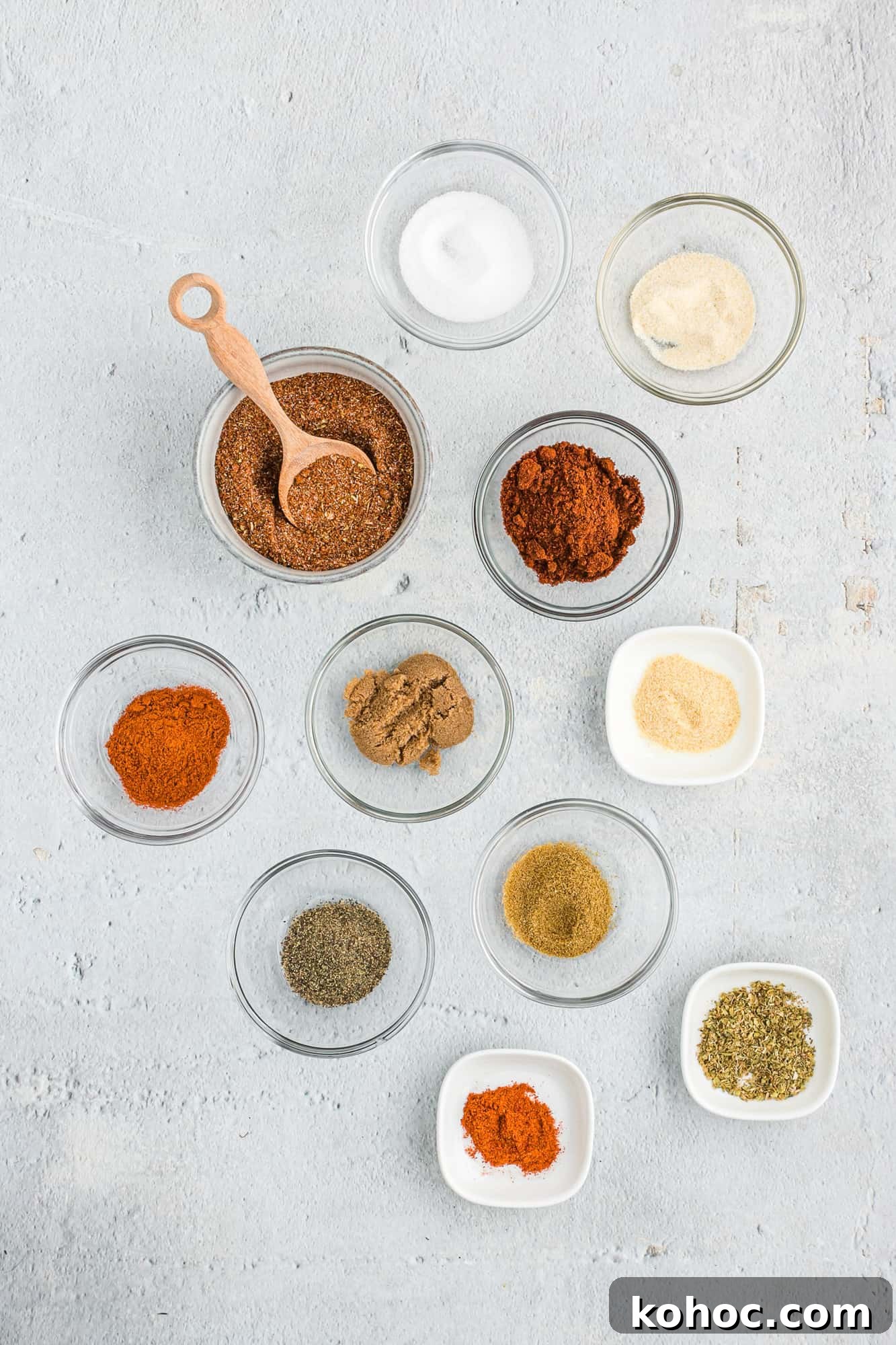 Ingredients in separate small bowls.
