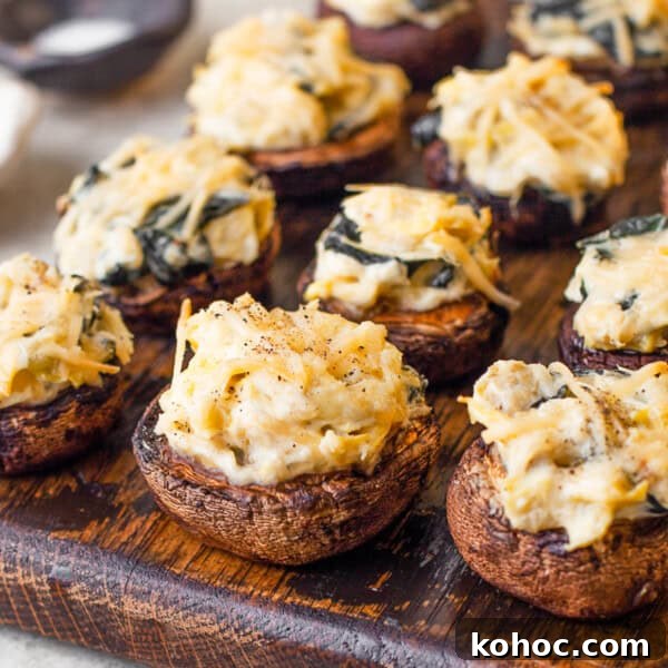 Autumn Cheese Board Ideas for Entertaining 8 Spinach Artichoke Stuffed Mushrooms