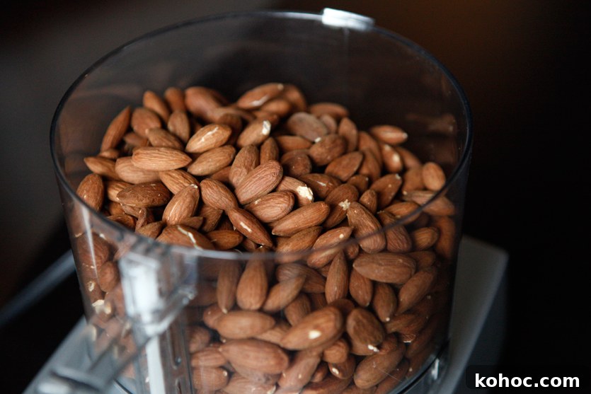 How to Make Creamy Homemade Almond Butter 4 Almonds in food processor