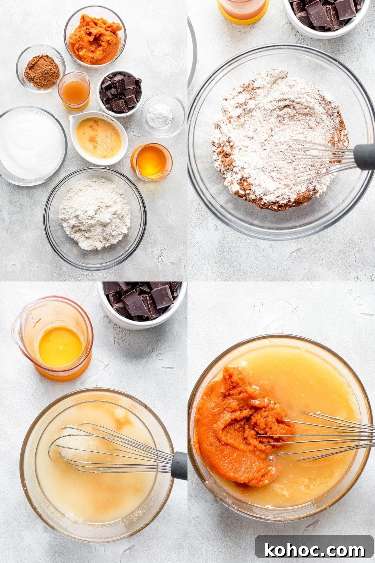 Moist Pumpkin Chocolate Chip Muffins 4 step by step photos on how to make pumpkin chocolate chip muffins