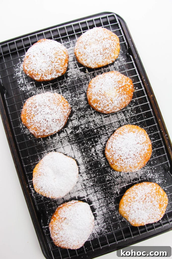 Homemade Nutella-Filled Donuts Recipe 4 Donuts on cooling rack