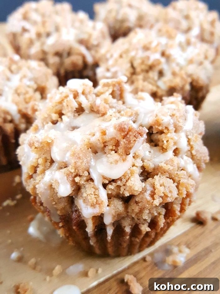 Banana Bread Coffee Cake Muffins 2 Coffee Cake Banana Bread Muffins - Moist banana muffins with a buttery crumb topping spiced with the perfect amount of cinnamon and drizzled with a creamy vanilla glaze.