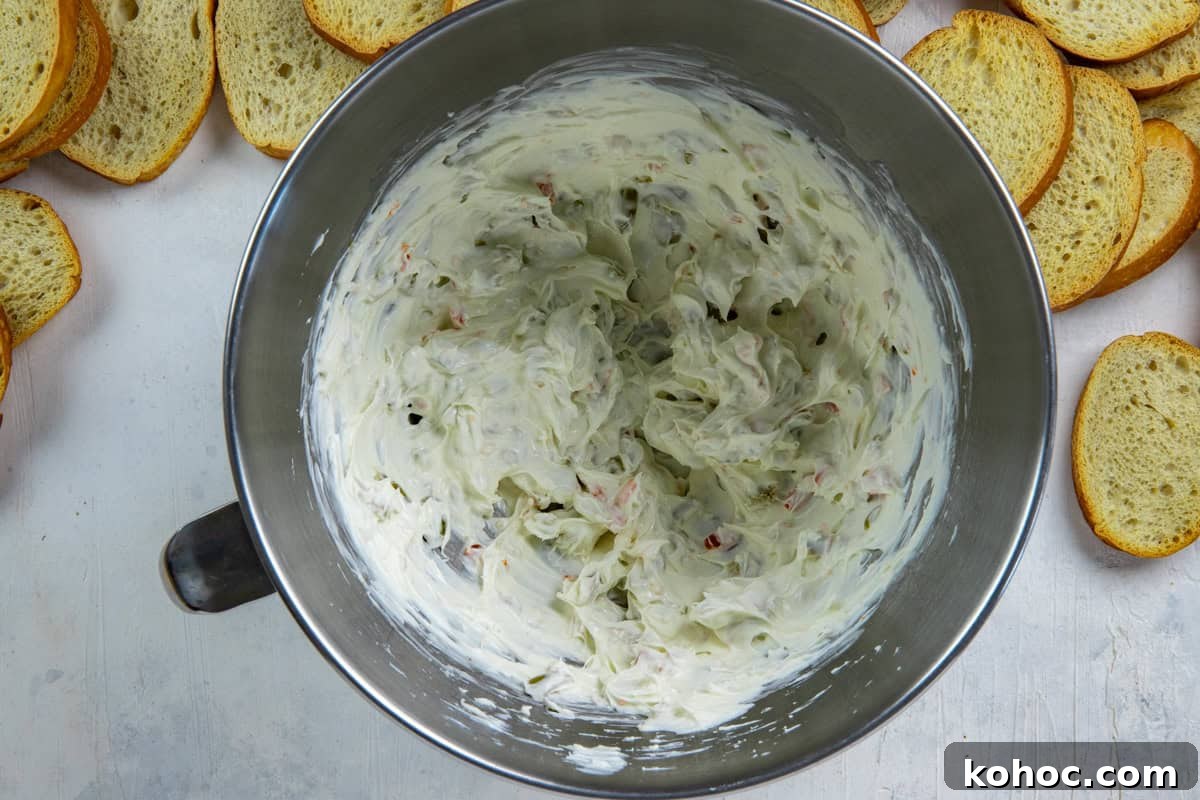 Dip mixed up in stainless mixing bowl.