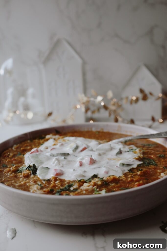 Lentil soup with raita