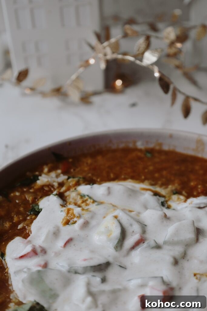 Served lentil soup